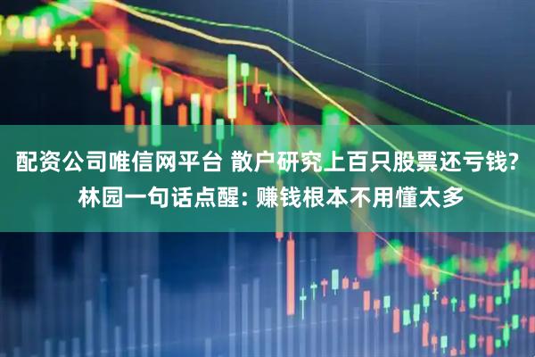 配资公司唯信网平台 散户研究上百只股票还亏钱? 林园一句话点醒: 赚钱根本不用懂太多